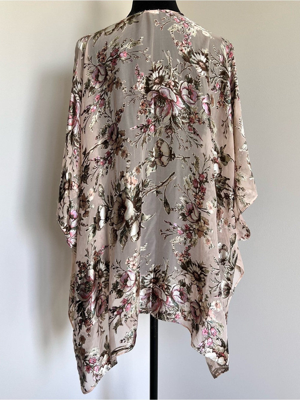 Floral Sheer Kimono Cardigan in Blush Pink